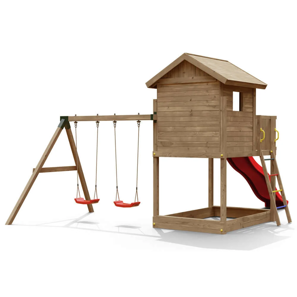 Parque Infantil Galaxy S con columpio, casa de madera y tobogán - Image 3