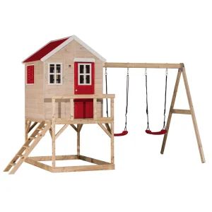 Casa infantil para jardín My Lodge con columpio doble
