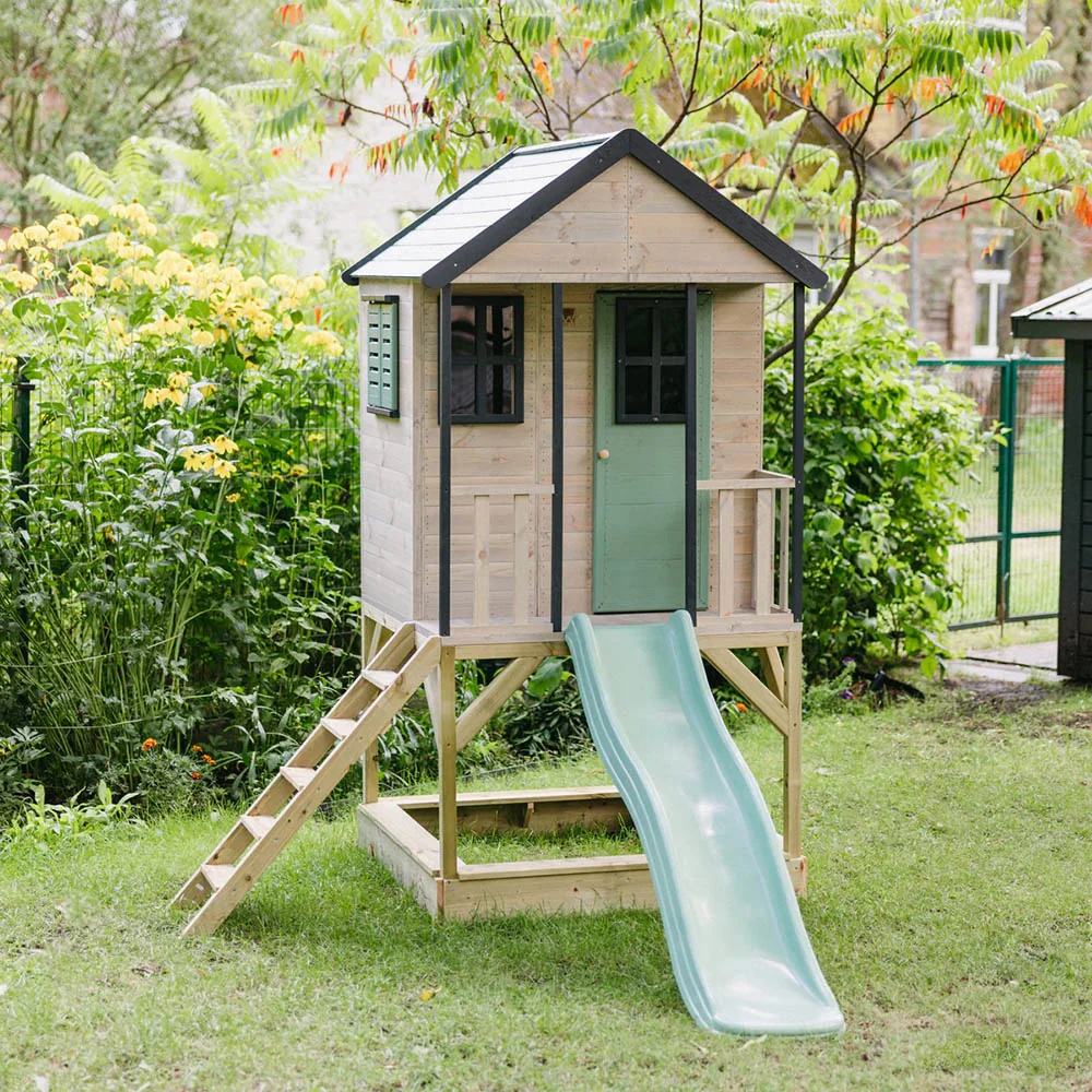 Casita Infantil de Madera Adventure Cottage con Plataforma y Tobogán - Image 6