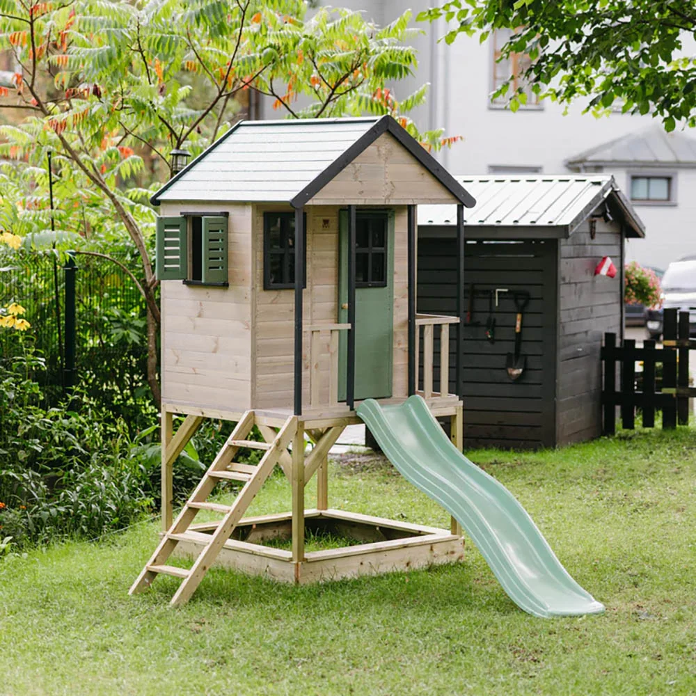 Casita Infantil de Madera Adventure Cottage con Plataforma y Tobogán - Image 7