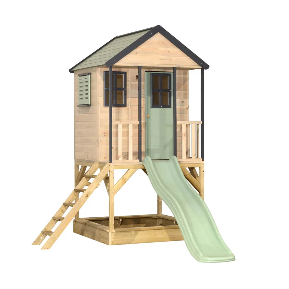 Casita Infantil de Madera Adventure Cottage con Plataforma y Tobogán