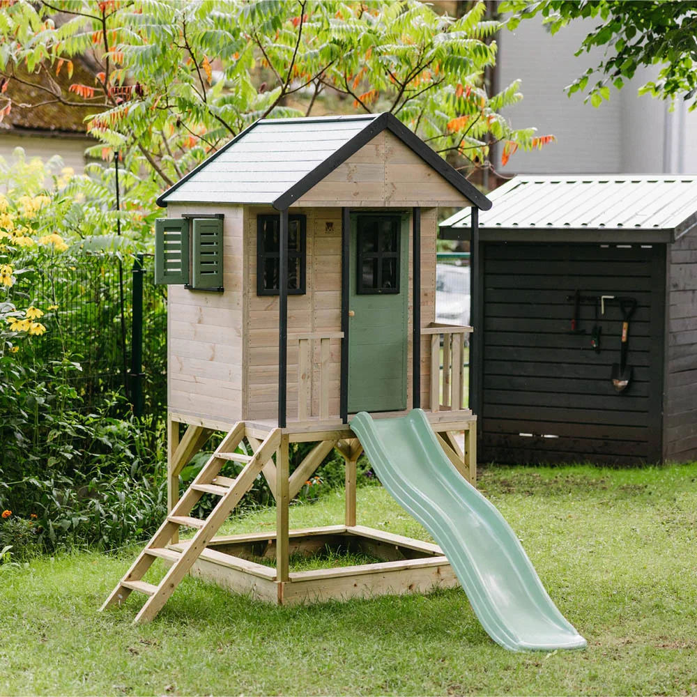 Casita Infantil de Madera Adventure Cottage con Plataforma y Tobogán - Image 9