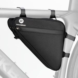 Bolsa Triangular de Quadro de Bicicleta ROCKBROS Refletora com Bolsos Laterais em Rede