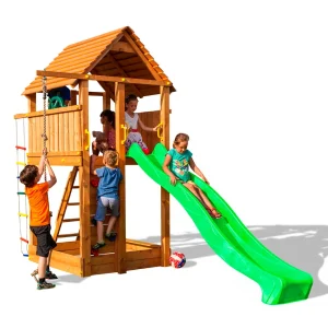 Parque infantil Fortress color Teca con casa grande